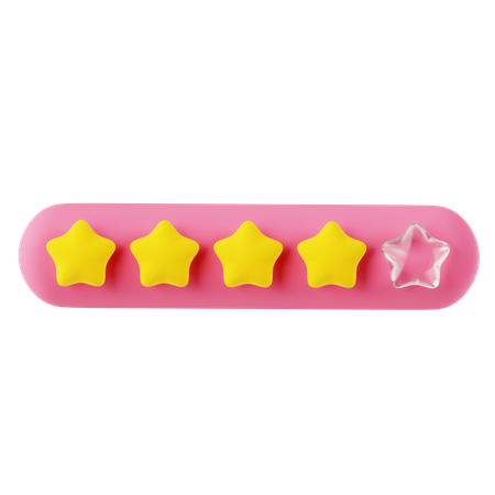 Classificação de quatro estrelas rosa amarelo  3D Icon