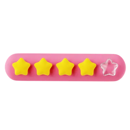 Classificação de quatro estrelas rosa amarelo  3D Icon