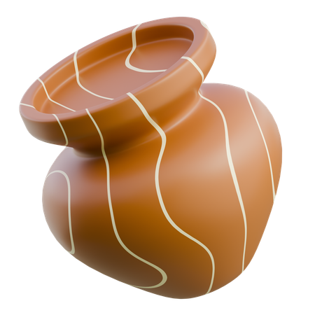 Clay Pot With Decorative Lines  3D Icon