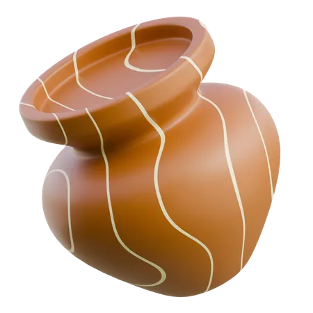 Clay Pot With Decorative Lines  3D Icon