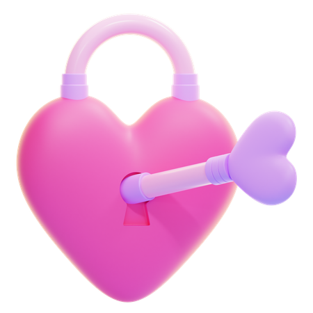 Clé avec un dessus en forme de coeur  3D Icon