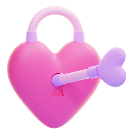 Clé avec un dessus en forme de coeur  3D Icon