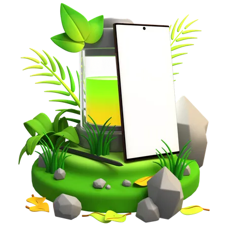 Clean Energy Mobile Mockup  3D Illustration