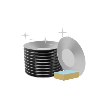 Cleaned Plates  3D Icon