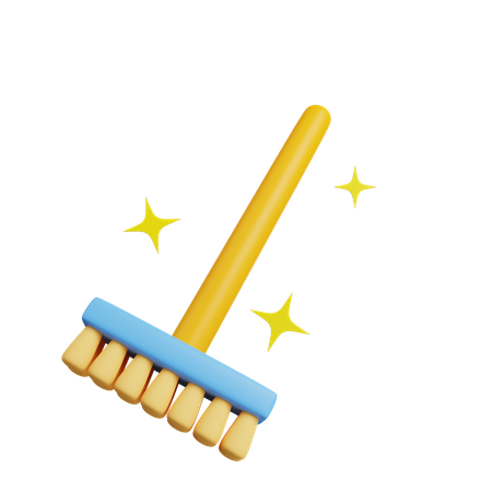 Cleaning broom 3D Illustration
