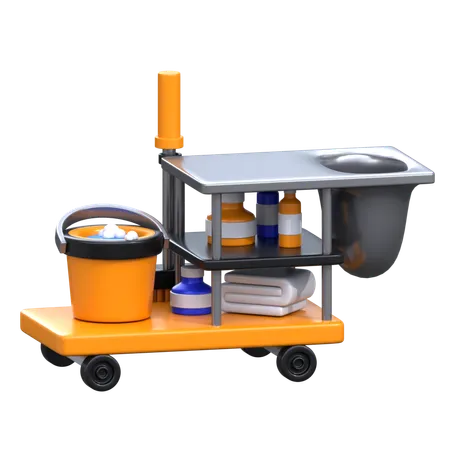 Cleaning Cart 3 D Hotel Service Icon 3D Icon