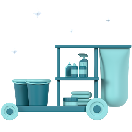 Cleaning Cart 3D Icon