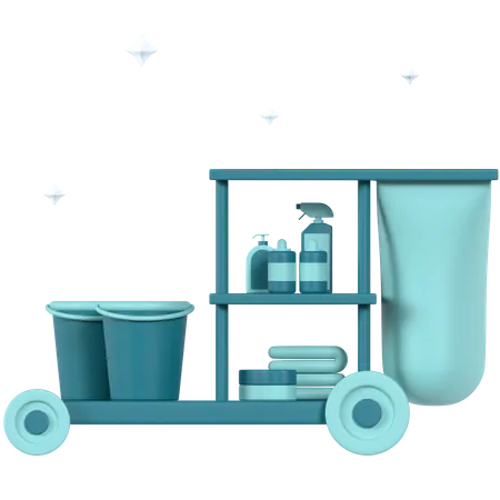 Cleaning Cart 3D Icon