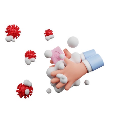 Cleaning Hand With Soap  3D Illustration