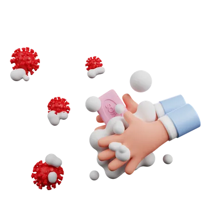 Cleaning Hand With Soap  3D Illustration