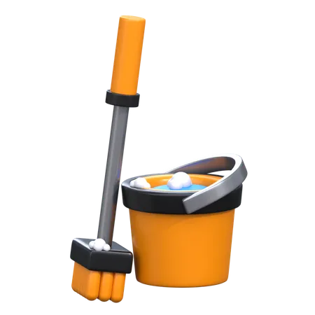 Cleaning Mop 3 D Hotel Service Icon 3D Icon