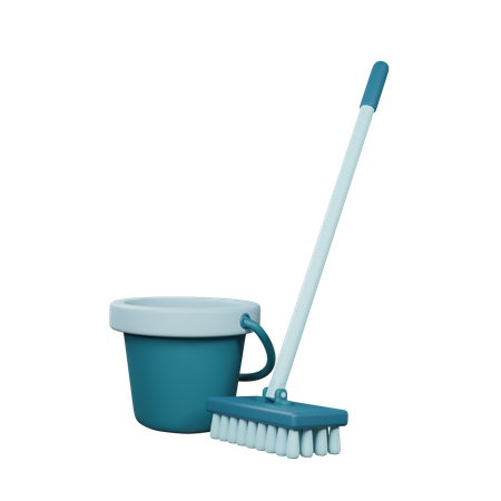 Cleaning Mop And Bucket  3D Icon