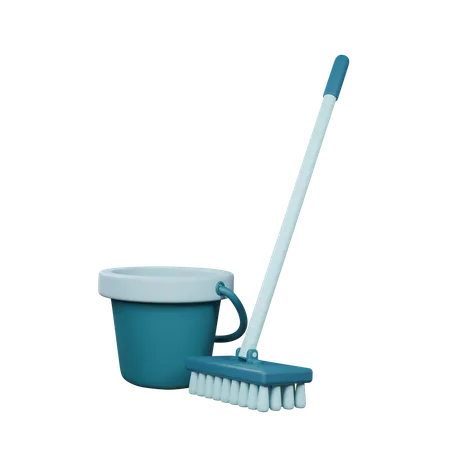 Cleaning Mop And Bucket  3D Icon