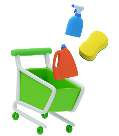 Cleaning Product Shopping 3D Illustration