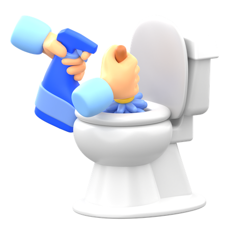 Cleaning Toilet  3D Illustration