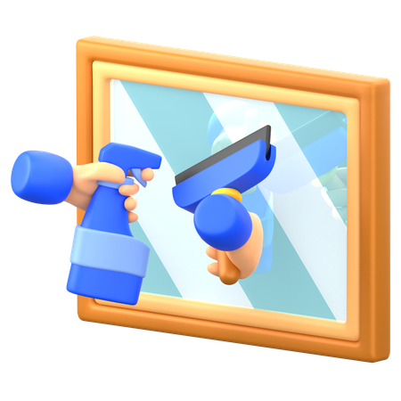 Cleaning Window  3D Illustration