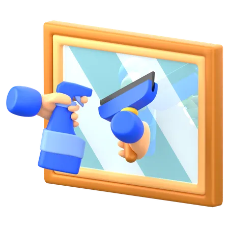 Cleaning Window  3D Illustration