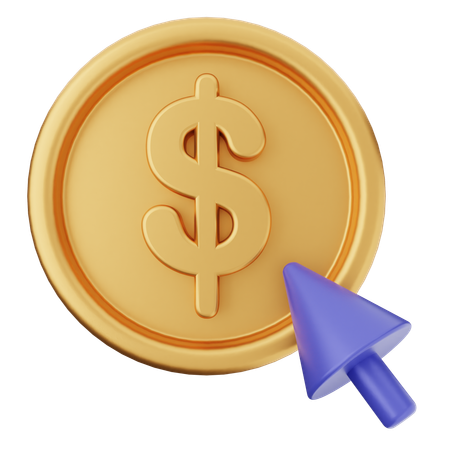 Click Coin Dollar  3D Icon