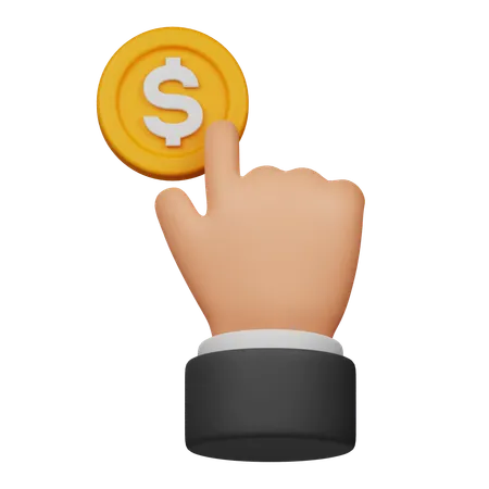 Click Dollar Coin  3D Icon