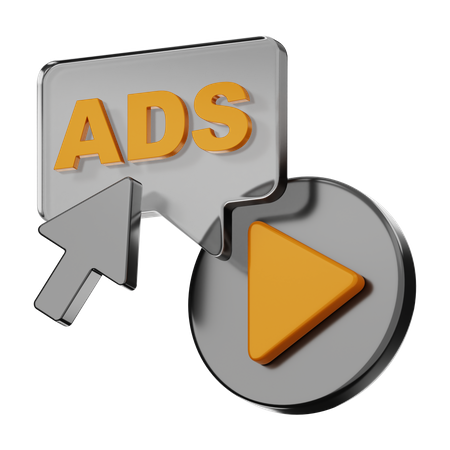 Click on adverting video  3D Icon