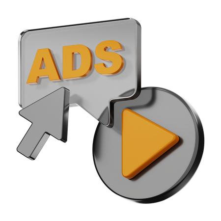 Click on adverting video  3D Icon