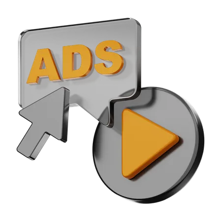 Click on adverting video  3D Icon