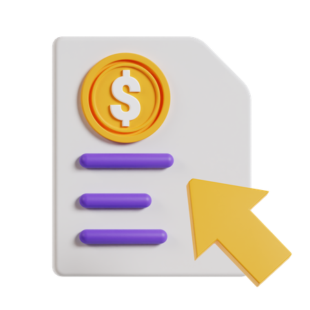 Click On Invoice  3D Icon