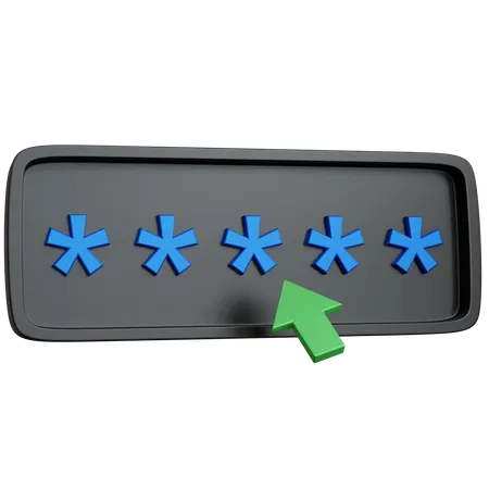 3 D Rendering Black Password Field With Cursor Mouse Green Isolated 3D Icon