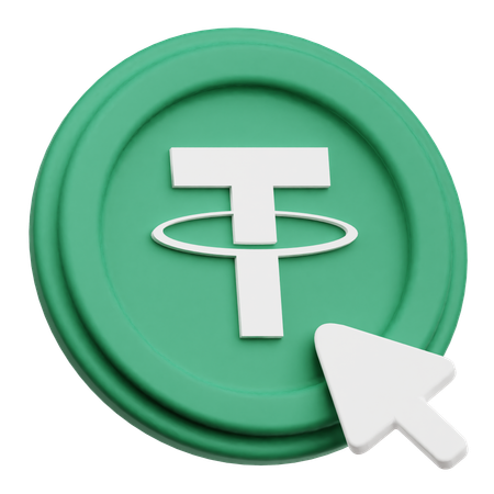 Click on Tether Crypto Coin  3D Icon