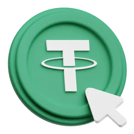 Click on Tether Crypto Coin  3D Icon