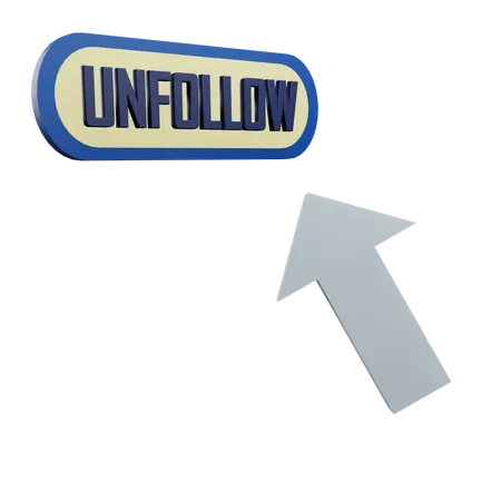 Click On Unfollow  3D Icon