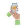hand holding mobile phone 3d logo