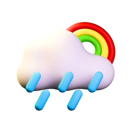 Arcoiris, tiempo lluvioso intenso  3D Icon