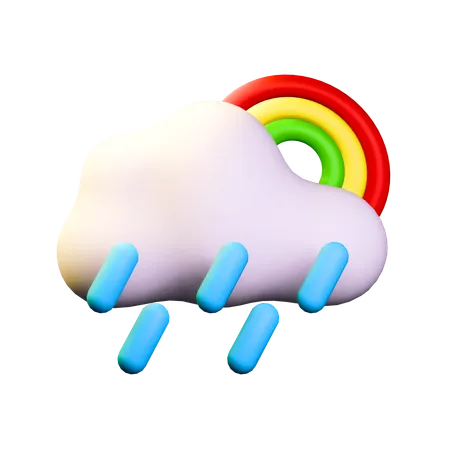 Arcoiris, tiempo lluvioso intenso  3D Icon