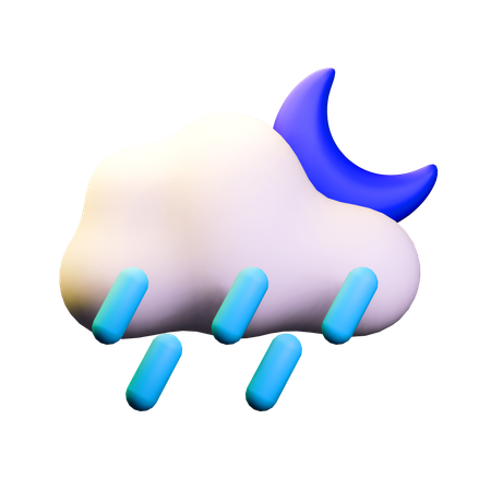 Clima nocturno con fuertes lluvias  3D Icon