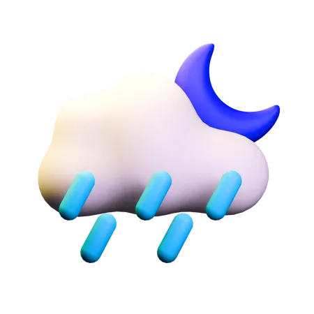 Clima nocturno con fuertes lluvias  3D Icon