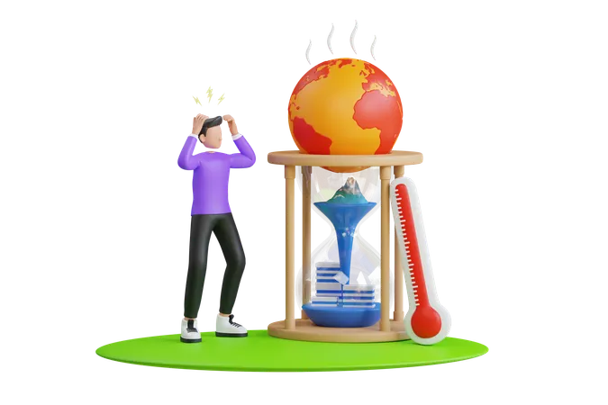 Climate Change 3 D Illustration Hot Climate Environment Danger With Temperature Rising Global Warming Concept 3D Illustration