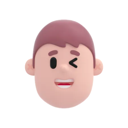 Garçon qui fait un clin d'œil  3D Emoji