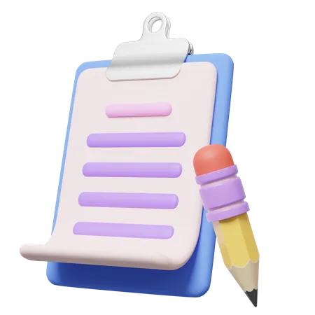 Clipboard And Pencil  3D Icon