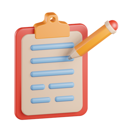 Clipboard And Pencil  3D Icon