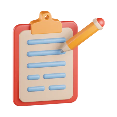 Clipboard And Pencil 3D Icon