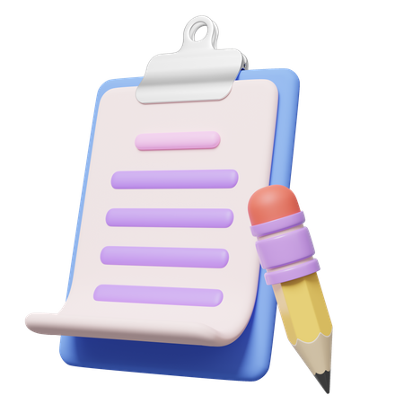 Clipboard And Pencil  3D Icon
