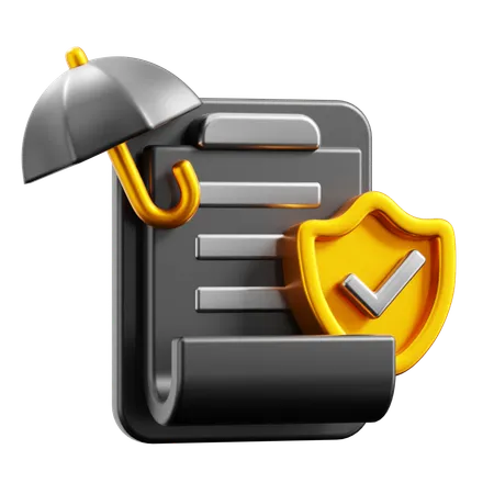 Clipboard and Umbrella  3D Icon