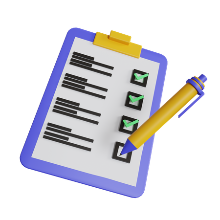 Clipboard Check And Pen  3D Icon