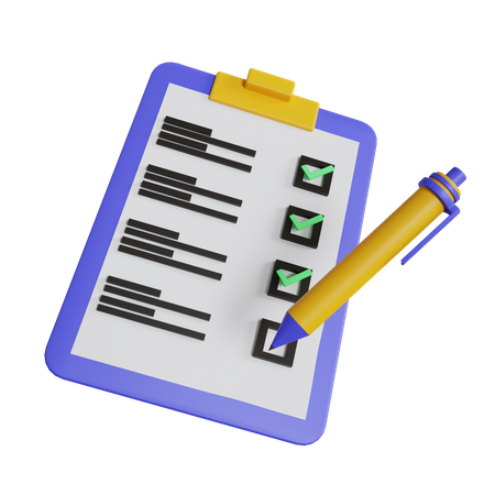 Clipboard Check And Pen 3D Icon