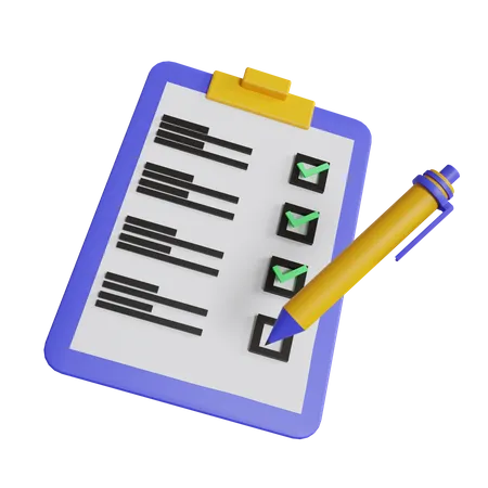 Clipboard Check And Pen  3D Icon