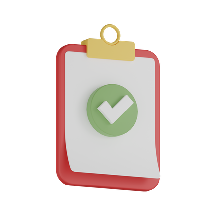 Clipboard With Check Mark 3D Icon