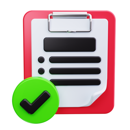 Clipboard With Checkmark  3D Icon