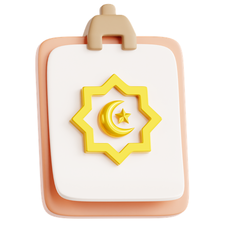 イスラムのシンボルが描かれたクリップボード  3D Icon