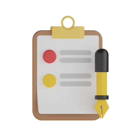 Clipboard With Pen  3D Icon